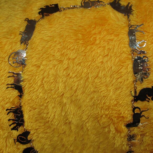 AMAZING-BARNYARD-NECKLACE-LINKS-PIG-HORSE-COW-SHEEP-GOLD-WILD BRYDE-UNIQUE! - Picture 5 of 13